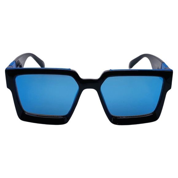6143 | Black/Blue Square Mirrored Sunglasses - Picture 1 of 5